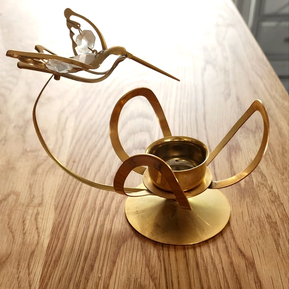 Vintage Glass Hummingbird Tea Light Candle